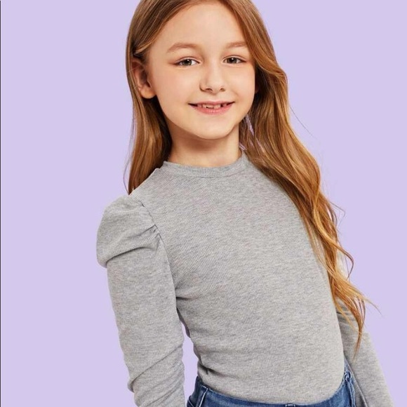 SHEIN Other - Grey GORGEOUS puff shoulder solid tee